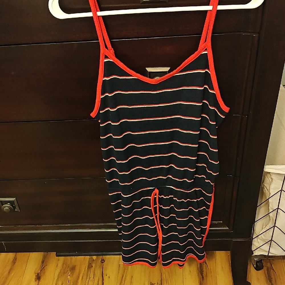 Mossimo Supply Co. Navey and Red White Striped Jumpsuit